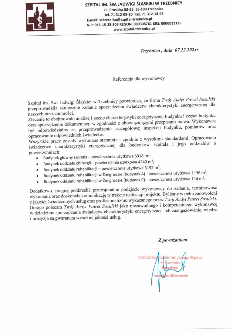 Referencje Szpital Trzebnica